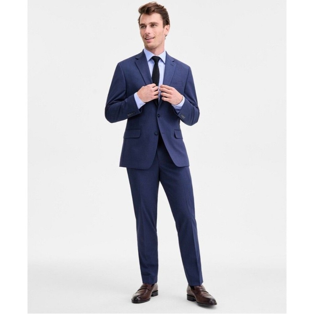 $395 NEW IZOD Mens 42L Blue Soft 2 Piece Suit With Dress Pants 36x33